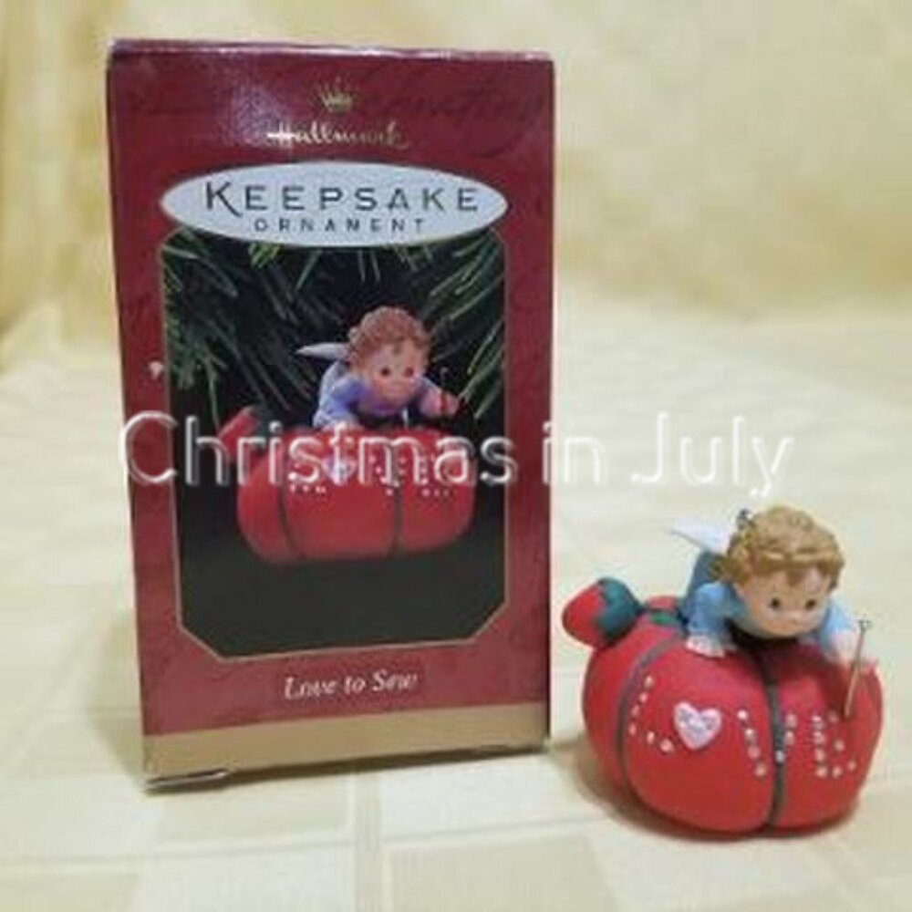 Hallmark 1997 Love to Sew Pin Cushion Angel Sewing Christmas Ornament